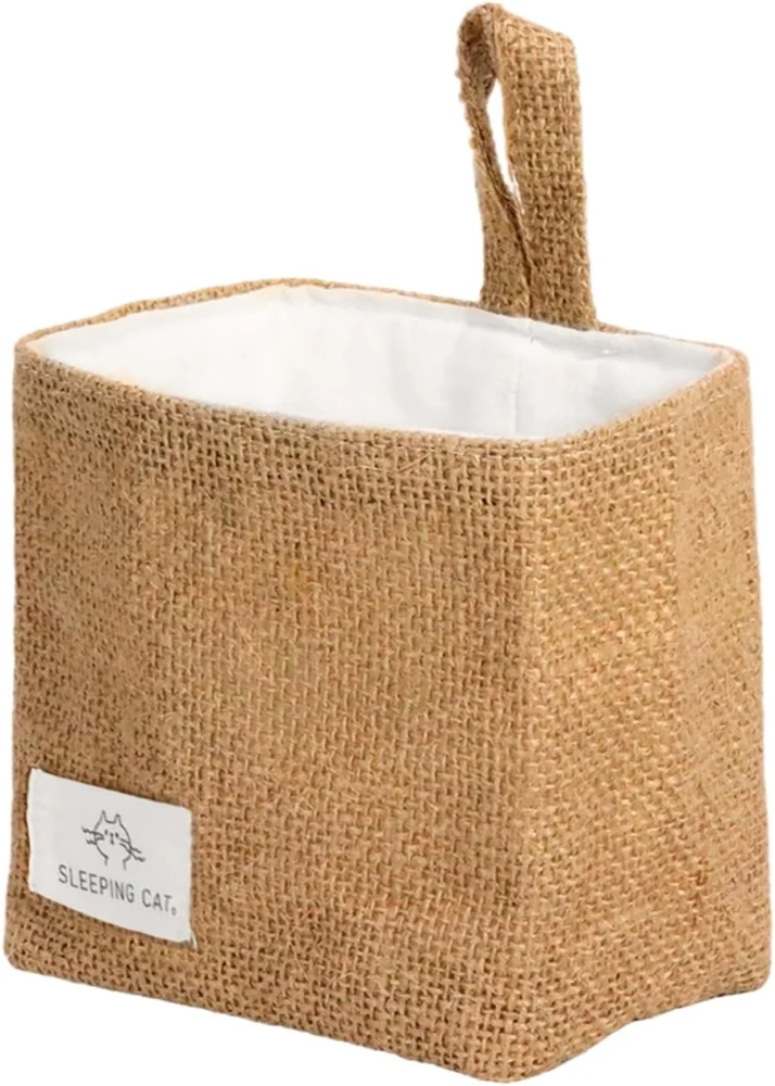 Petit panier suspendu en jute avec motif chat, 12 cm