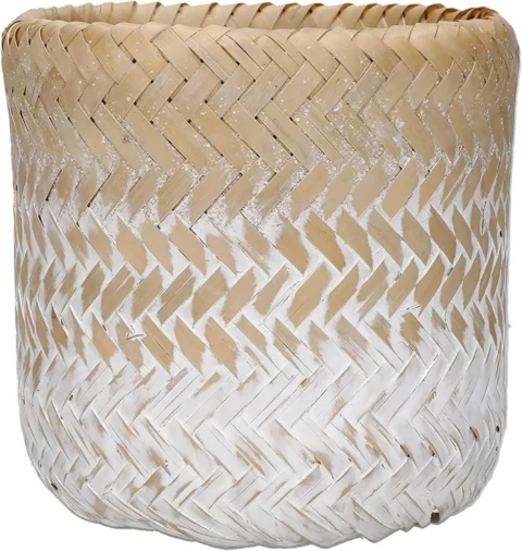 Petit pot de fleurs en bambou tressé, 12 cm
