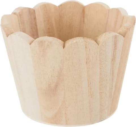 Petit pot décoratif en bois beige à décorer, 11 cm