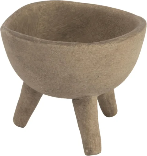 Petit pot en terre cuite taupe sur trois pieds 7,6 cm