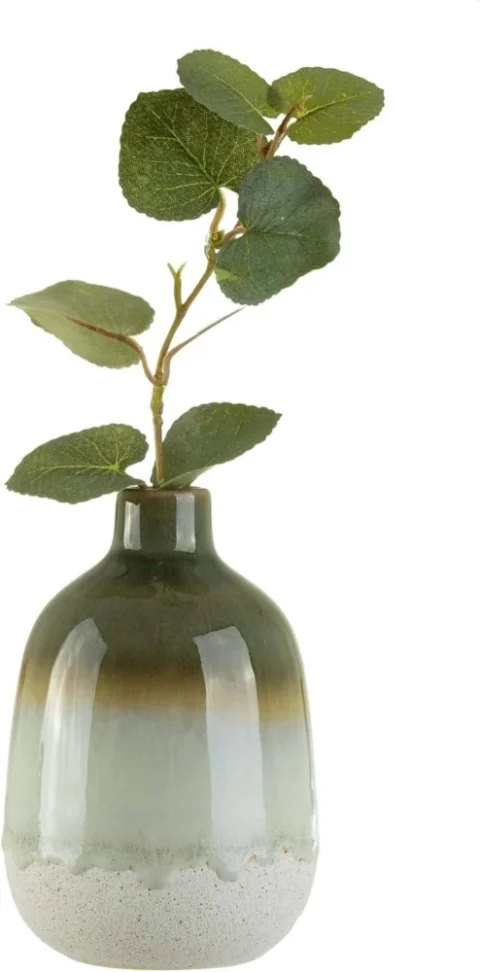 Petit vase bouteille en grès vert, collection Mojave