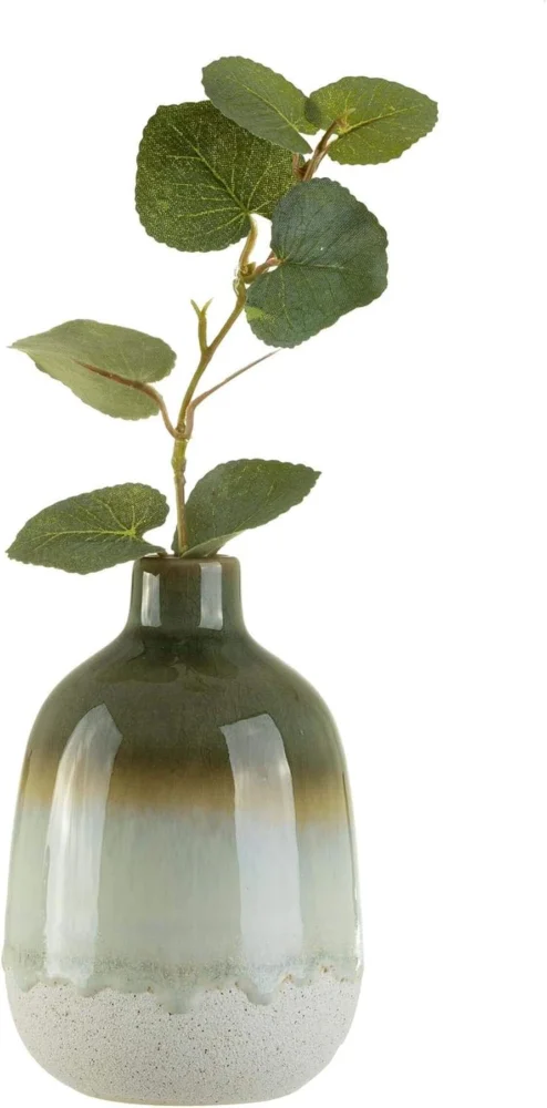 Petit vase bouteille en grès vert, collection Mojave