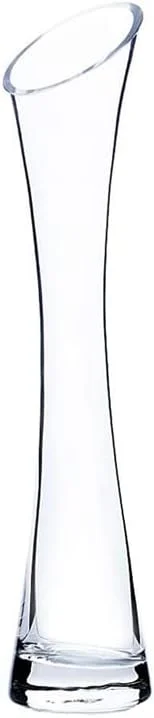 Petit vase en verre transparent à col fin, 20 cm