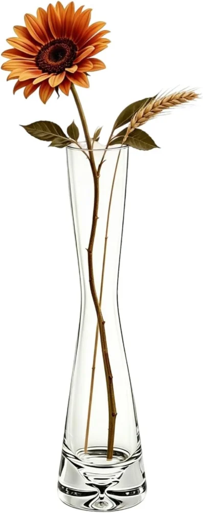 Petit vase soliflore en verre transparent, 20 cm