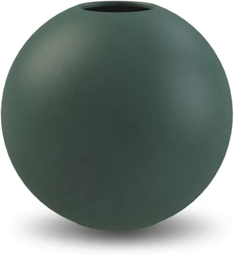 Petit vase sphérique en céramique vert foncé, 8 cm