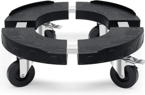 Porte-plante rond à roulettes, charge 220 kg, noir