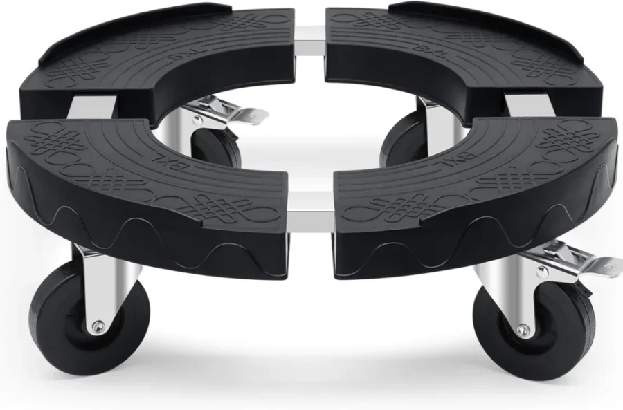 Porte-plante rond à roulettes, charge 220 kg, noir