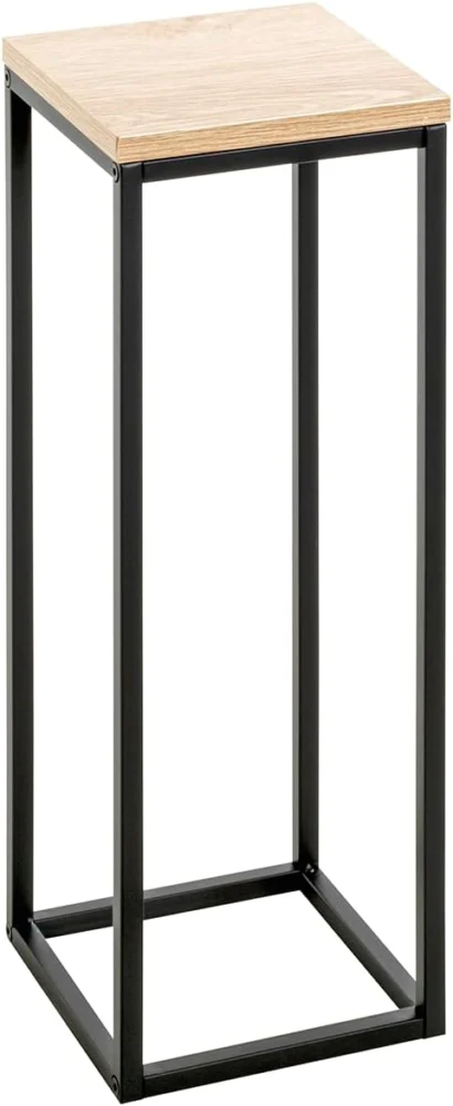 Porte-plantes chêne et noir, métal et bois, 54 cm
