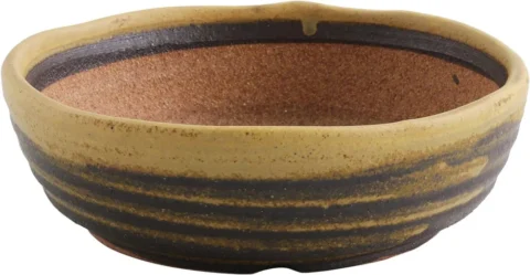 Pot à bonsaï japonais en céramique rayée, 17 cm