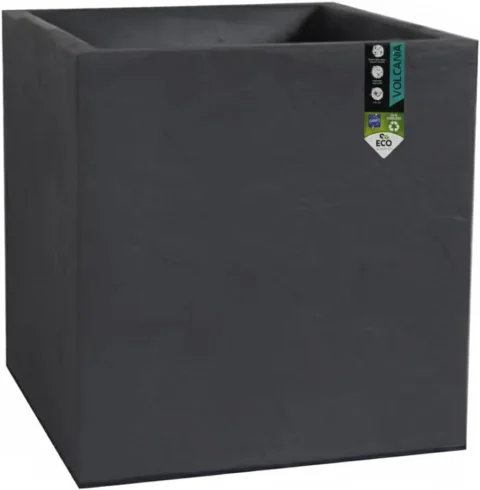 Pot carré Volcania effet pierre, gris anthracite, 40 cm