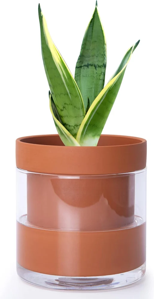 Pot de fleurs auto-arrosant en terre cuite, 16,5 cm