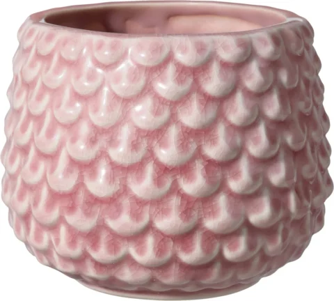 Pot de fleurs bas en céramique craquelée rose, 9,5 cm