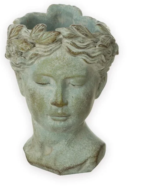 Pot de fleurs buste de femme antique en céramique
