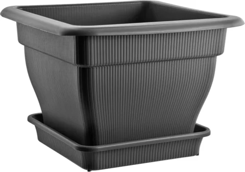 Pot de fleurs carré XXL anthracite, 60 cm, auto-arrosant