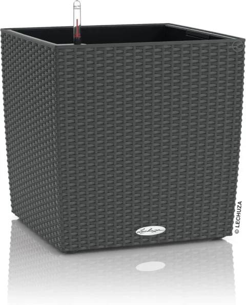 Pot de fleurs cube Lechuza Cottage granit, 40 cm