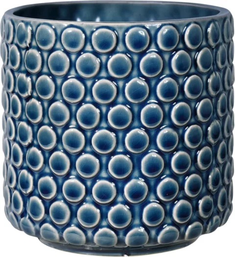 Pot de fleurs cylindrique bleu pétrole, 12,5 cm