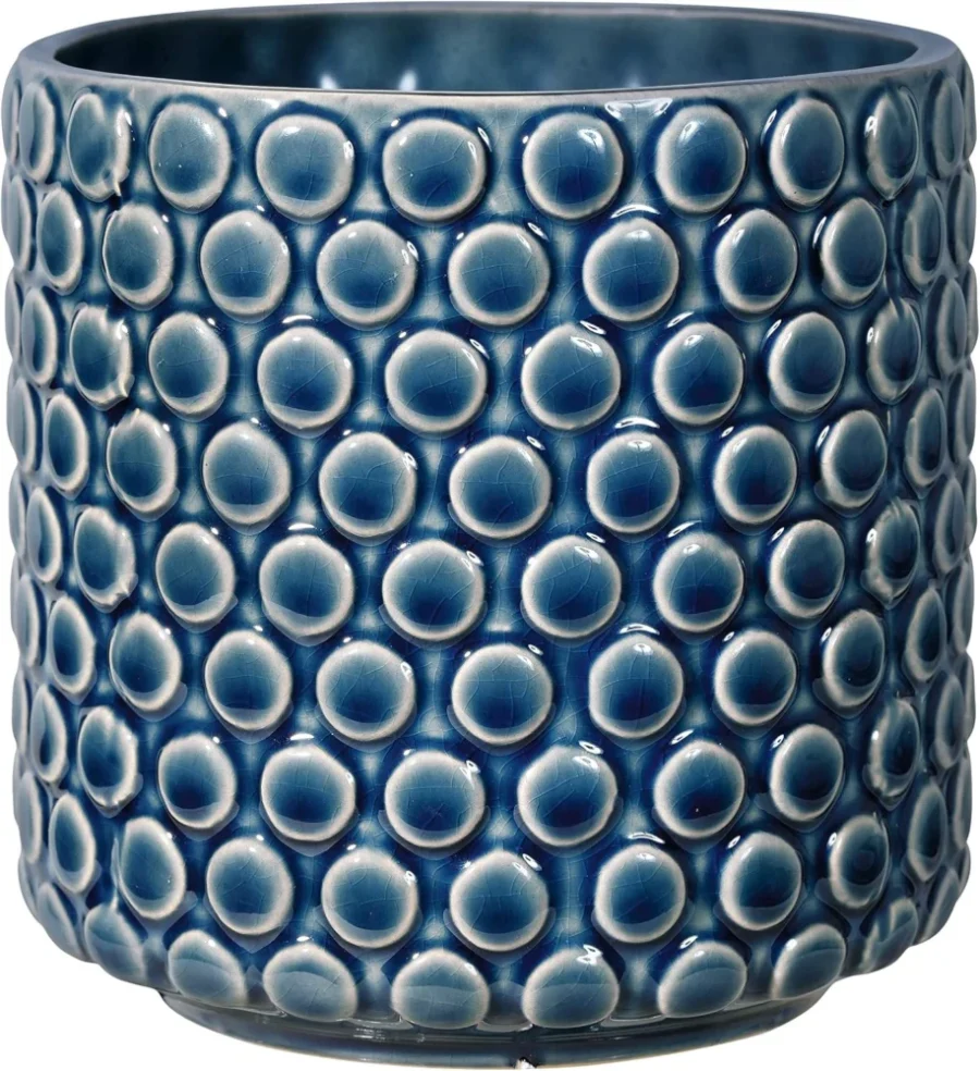 Pot de fleurs cylindrique bleu pétrole, 12,5 cm