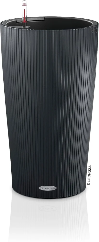 Pot de fleurs cylindrique Lechuza gris ardoise, 56 cm