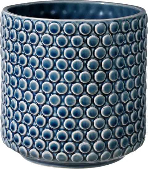 Pot de fleurs Dot céramique bleu pétrole, 15,5 cm