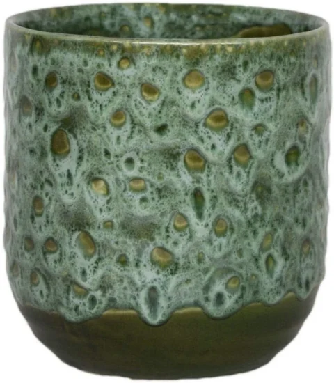 Pot de fleurs émeraude craquelé en céramique, 13 cm