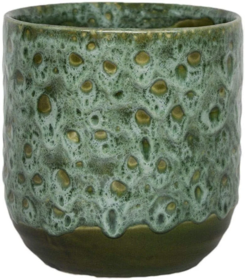 Pot de fleurs émeraude craquelé en céramique, 13 cm
