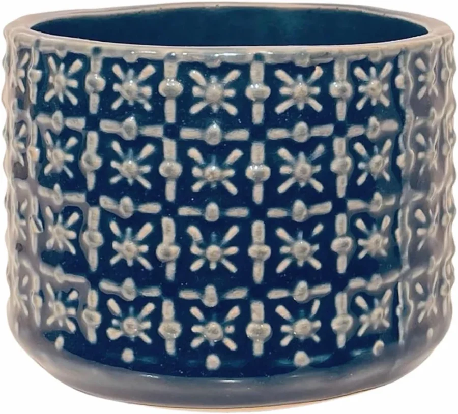Pot de fleurs en céramique bleu pétrole, 10 cm