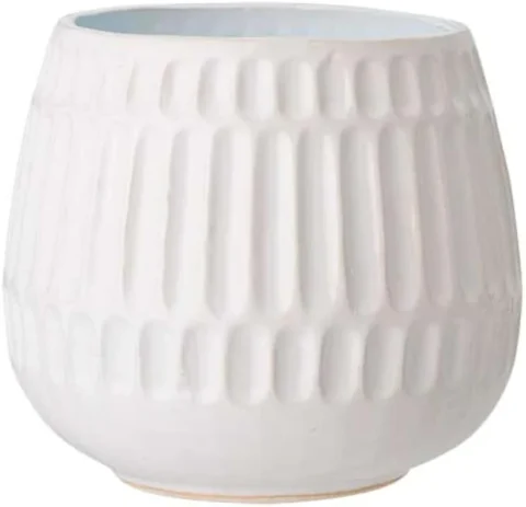 Pot de fleurs en céramique craquelée blanche, 16,5 cm