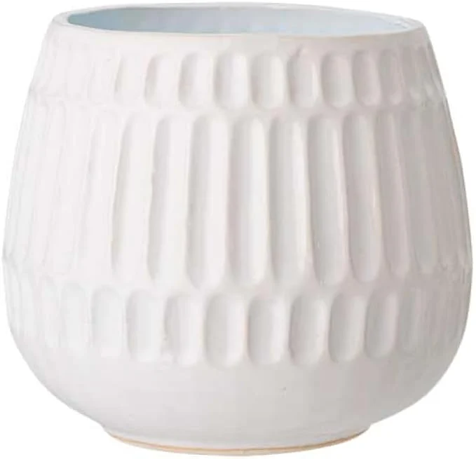 Pot de fleurs en céramique craquelée blanche, 16,5 cm