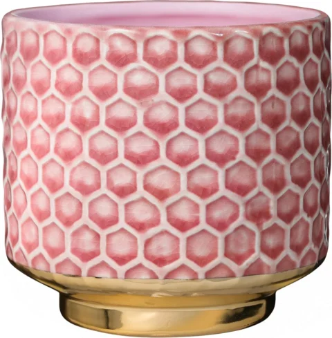 Pot de fleurs en céramique craquelée rose, 10 cm