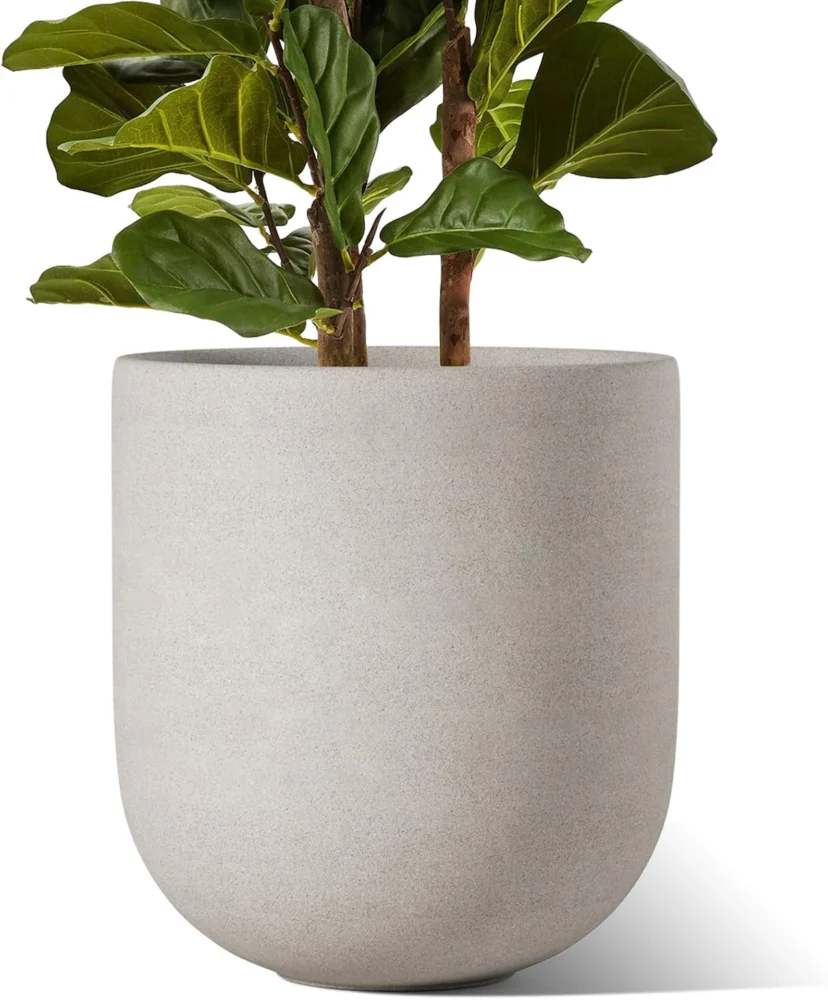 Pot de fleurs en céramique gris, 30 cm, avec drainage