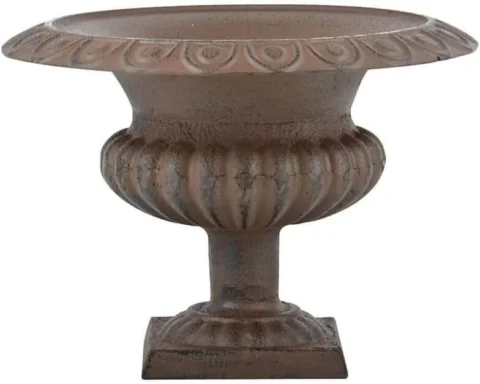 Pot de fleurs en fonte marron style urne française