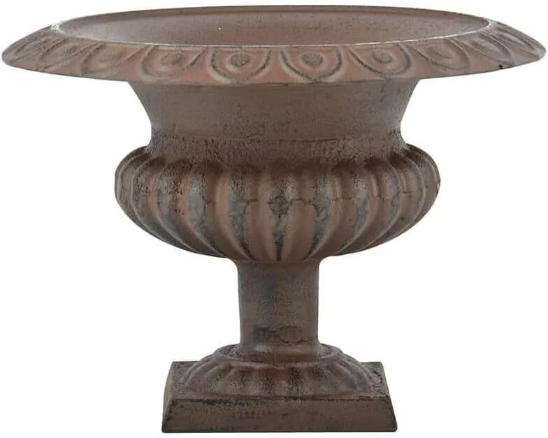 Pot de fleurs en fonte marron style urne française