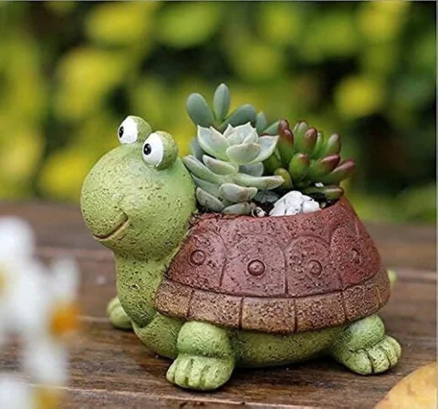 Pot de fleurs en forme de tortue, céramique, 10 cm