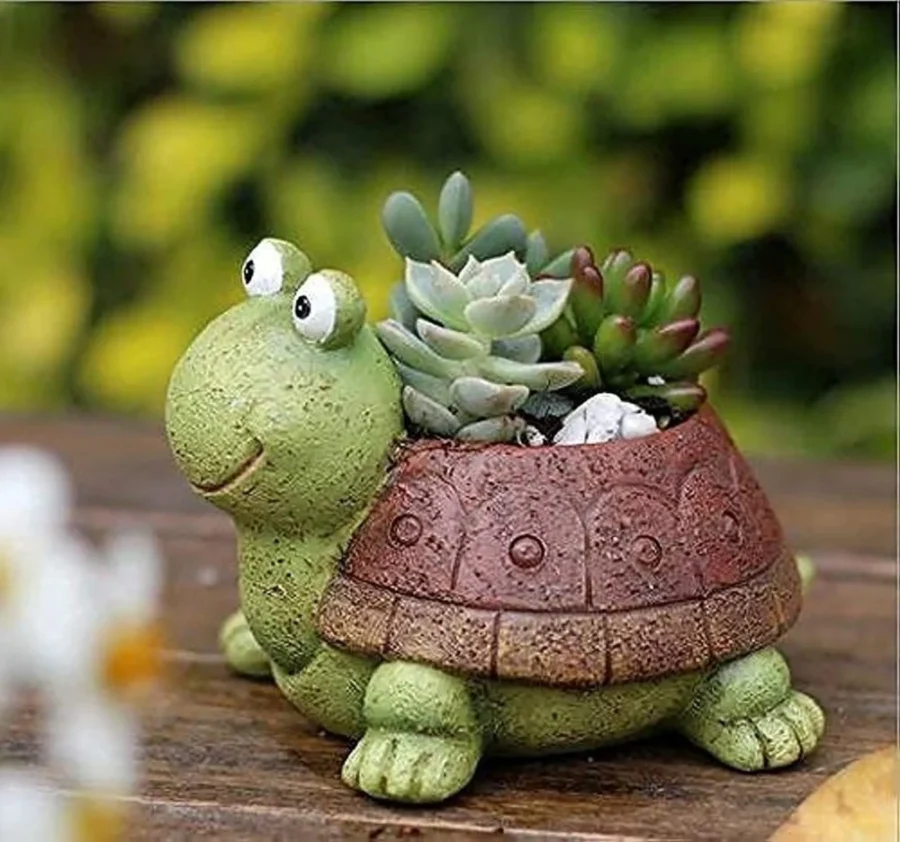 Pot de fleurs en forme de tortue, céramique, 10 cm