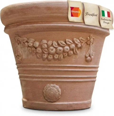 Pot de fleurs en terre cuite à bordure festonnée, 30 cm