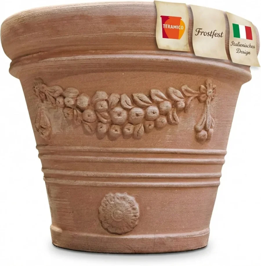 Pot de fleurs en terre cuite à bordure festonnée, 30 cm