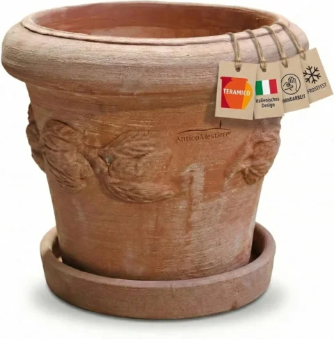 Pot de fleurs en terre cuite motif citron, 25,7 cm
