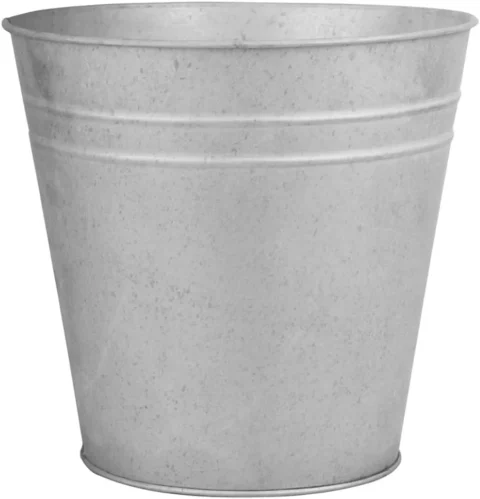 Pot de fleurs en zinc vieilli, argenté, 25 cm