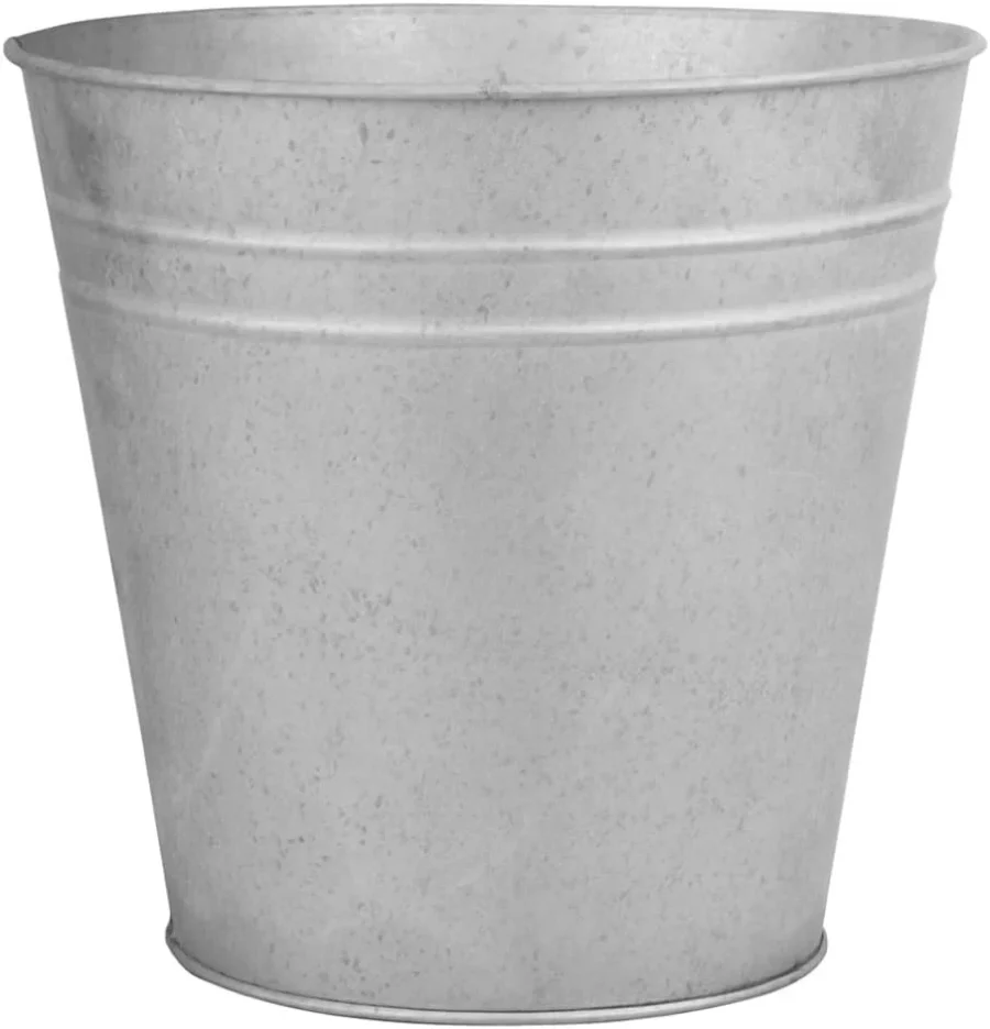 Pot de fleurs en zinc vieilli, argenté, 25 cm