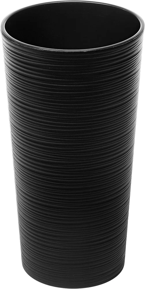 Pot de fleurs haut avec insert, noir brillant, 36 cm