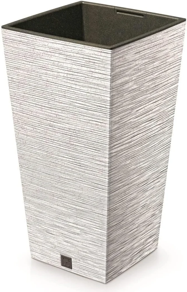 Pot de fleurs haut ECO Wood blanc, 55 cm