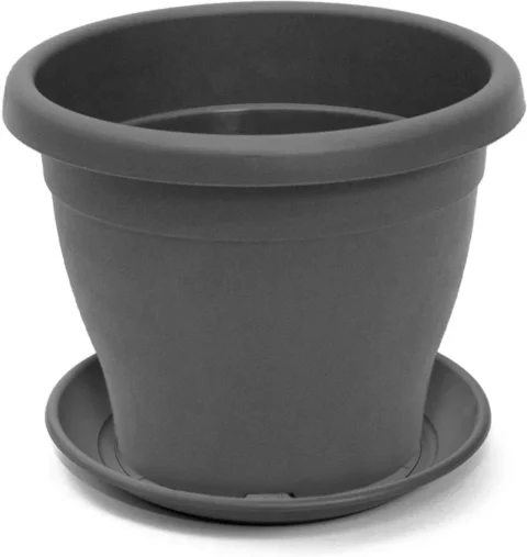 Pot de fleurs méditerranéen avec soucoupe, gris, 60 cm