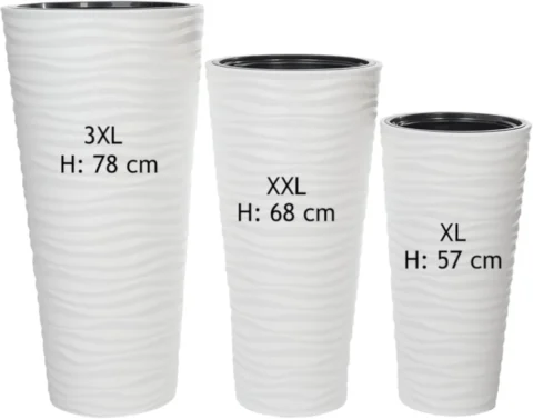 Pot de fleurs ondulé blanc effet 3D, set XL à 3XL