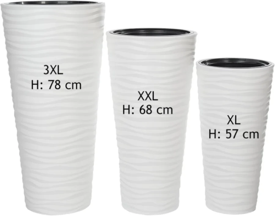 Pot de fleurs ondulé blanc effet 3D, set XL à 3XL