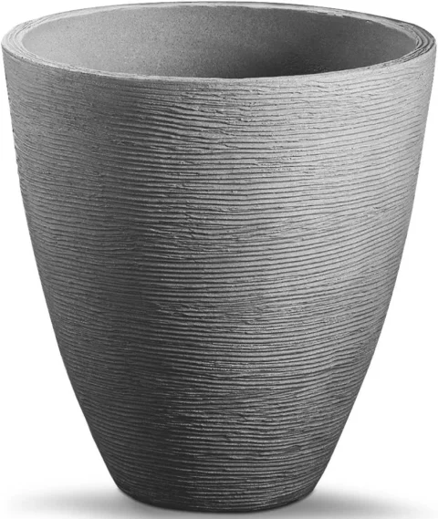 Pot de fleurs rond gris résistant aux intempéries, 40 cm