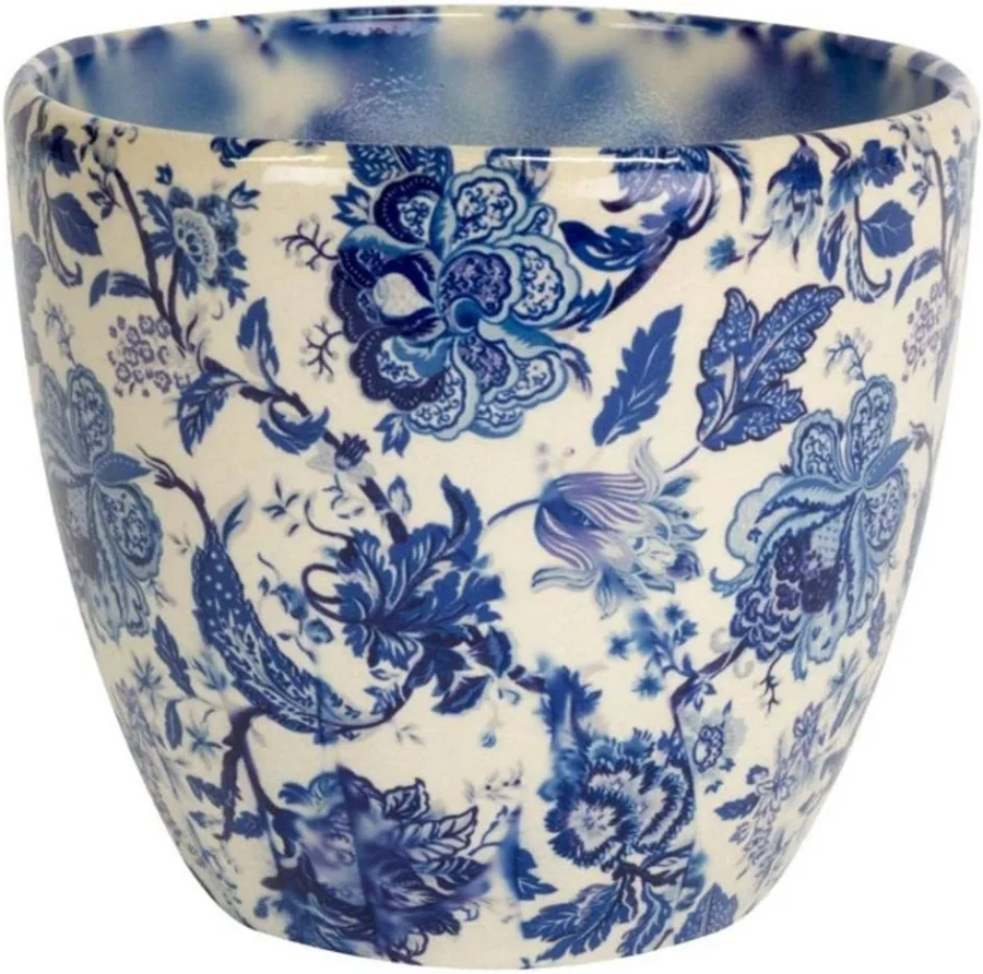 Pot de fleurs vintage en céramique bleue, 13 cm