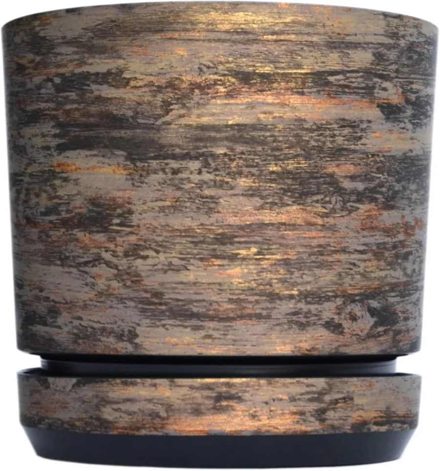 Pot de fleurs XXL effet écorce rouille, 26 cm