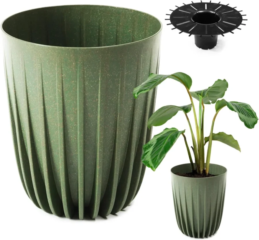 Pot de palmier rond avec insert vert, 30 cm