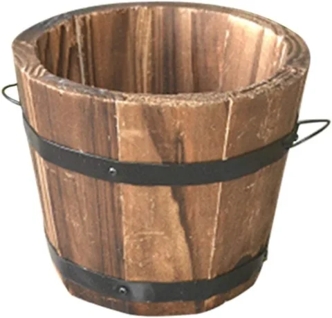 Pot en bois façon tonneau de whisky vintage 12 cm