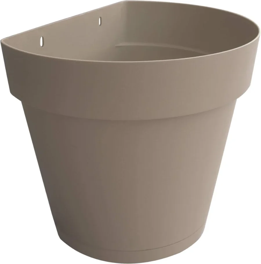 Pot mural gris avec soucoupe attachée, 20 cm